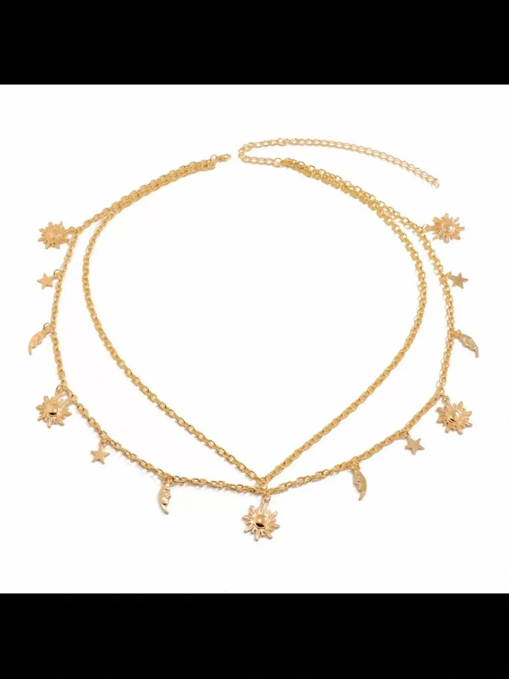 Gold Sun & Moon Charm Chain Belt - Gold Waist Chain